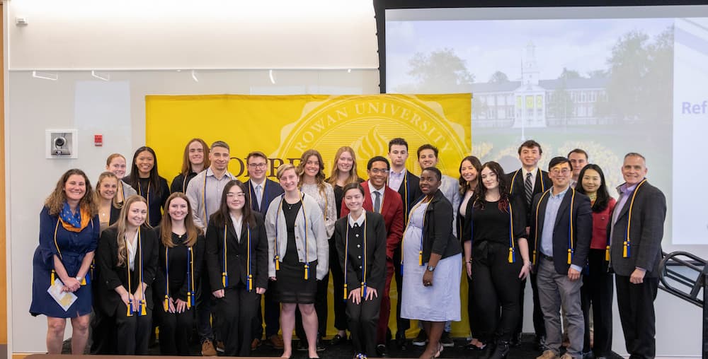 Winners of Beta Gamma Sigma Induction Ceremony Posing for Photo.