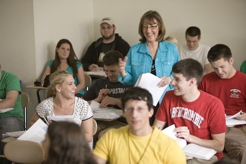 An accounting professor teaching her students
