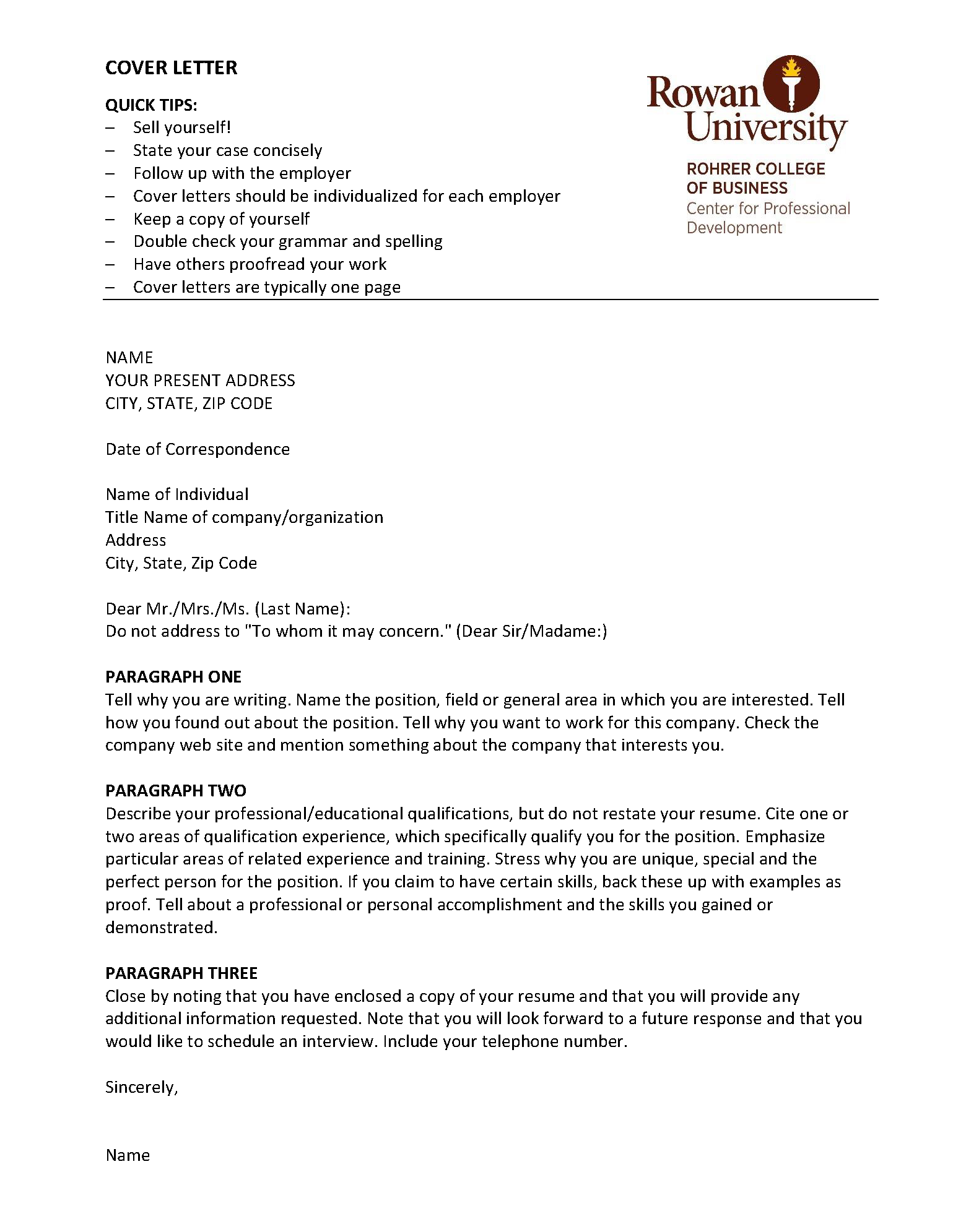 Cover Letter