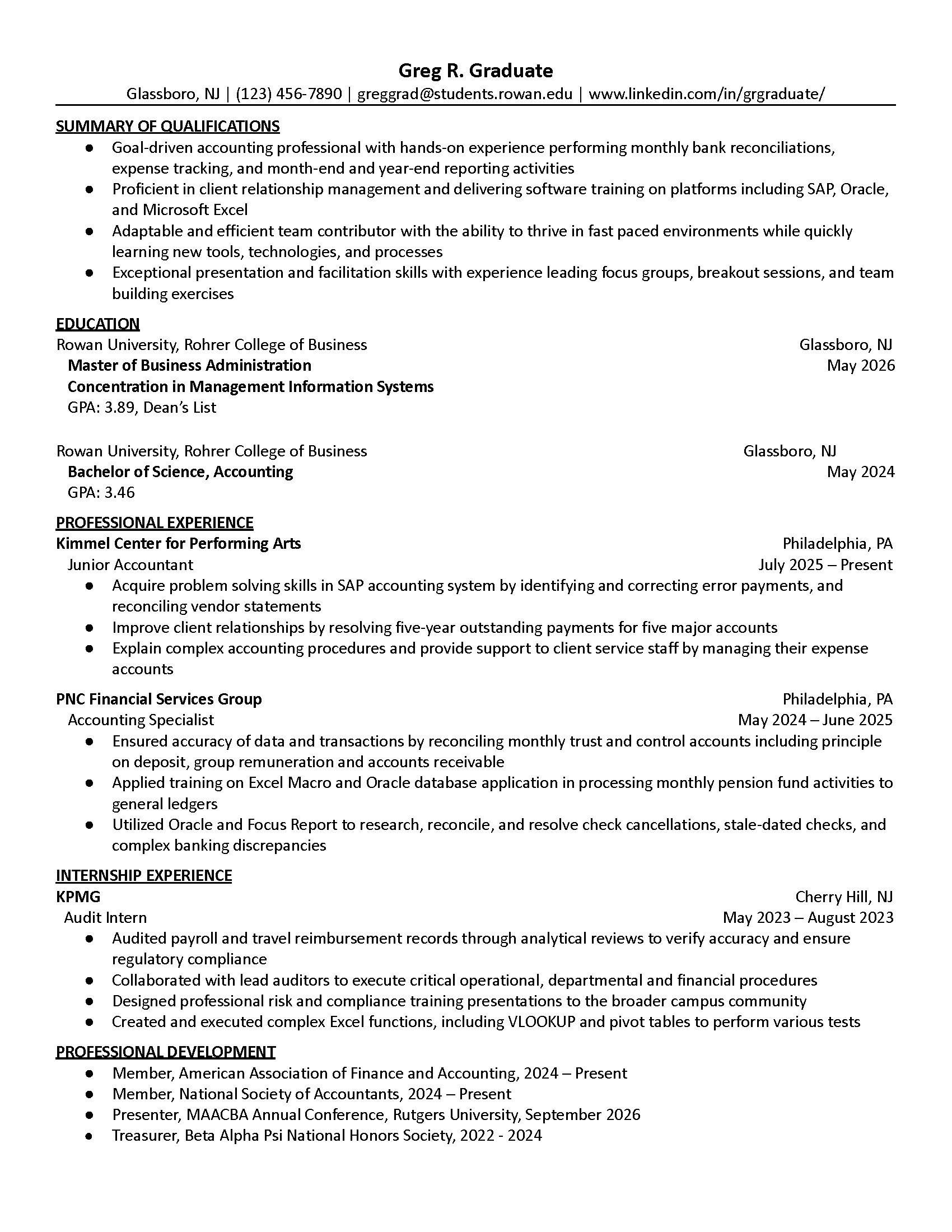 Graduate Resume