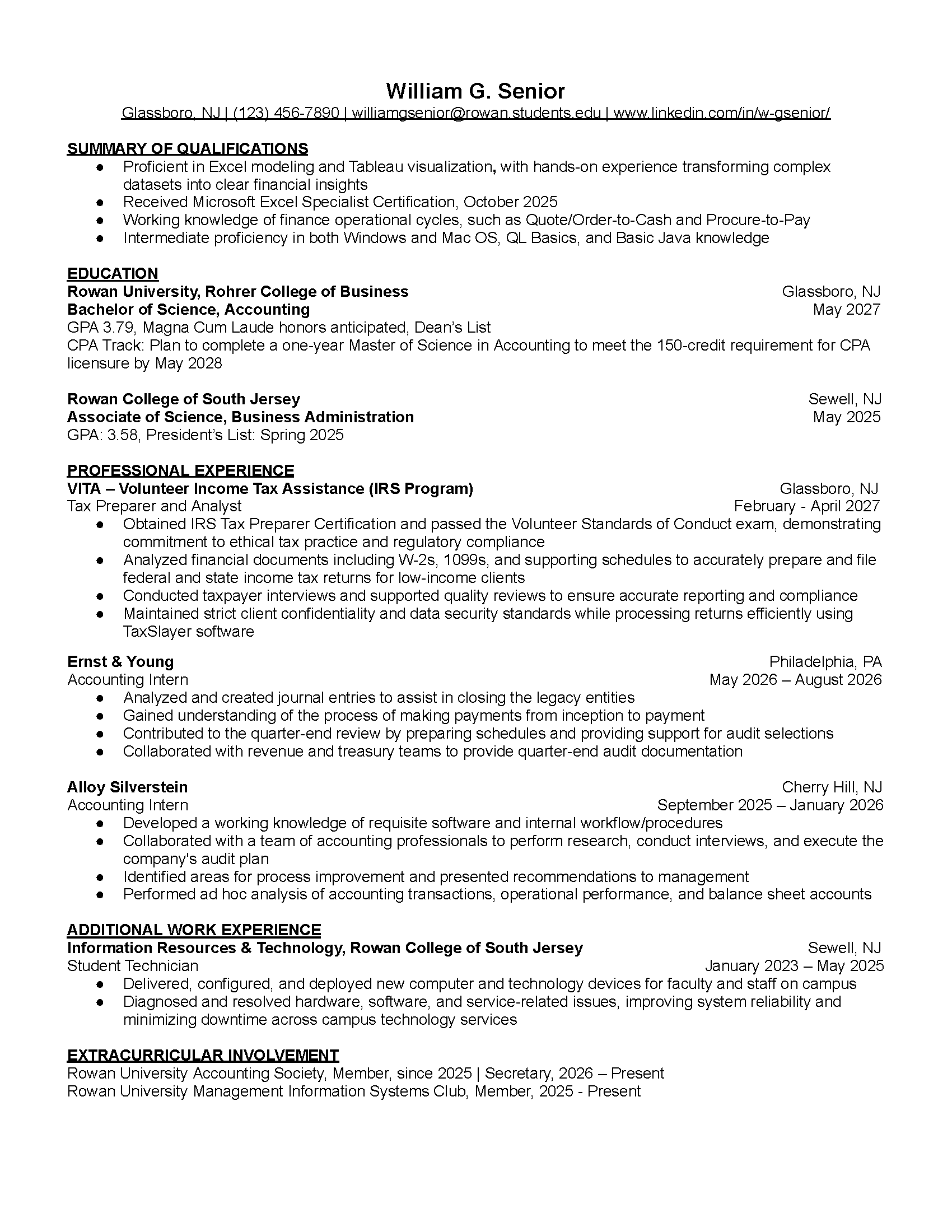 Senior Resume
